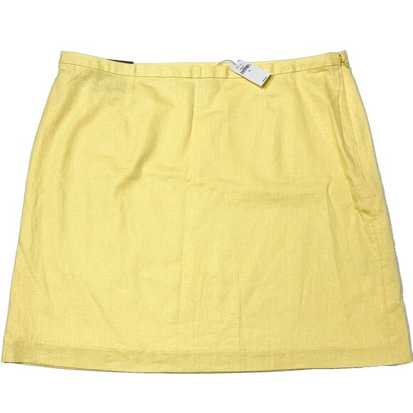 NWT $70 Banana Republic Yellow Linen Blend Mini Skirt Women’s Size 16 (A4) - Picture 1 of 11